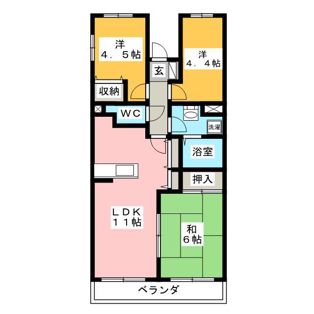 BELLEVUE 壱番館(3LDK/2階)の間取り写真
