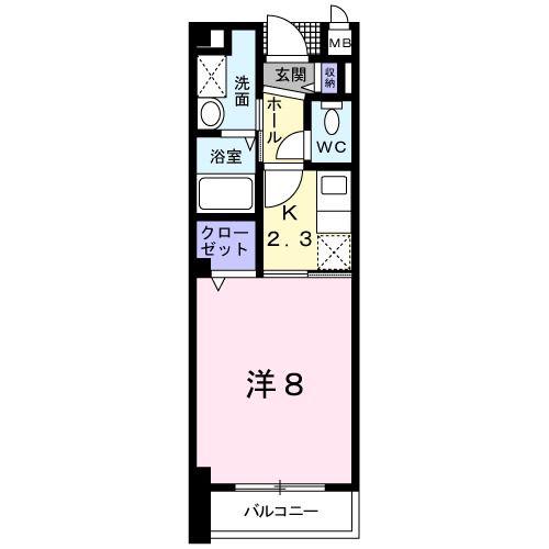 ブローテ(1K/1階)の間取り写真