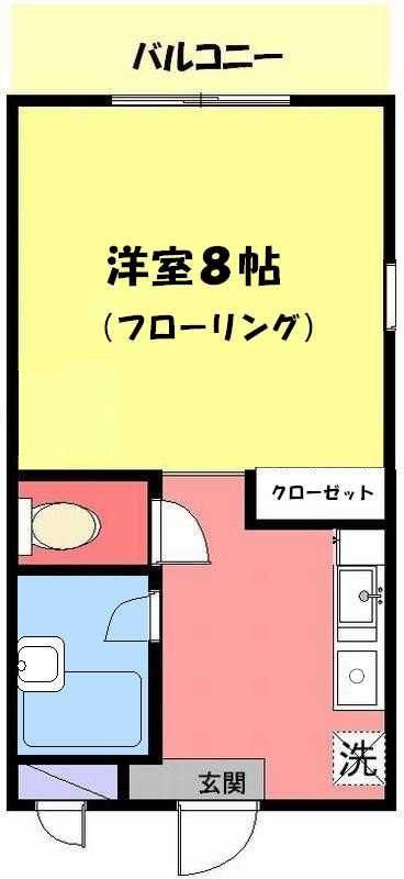 ヒルズオキマンション(1K/2階)の間取り写真