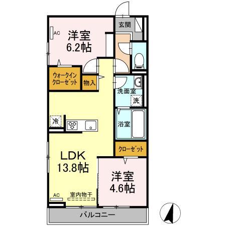 D-ROOMあおば(2LDK/3階)の間取り写真