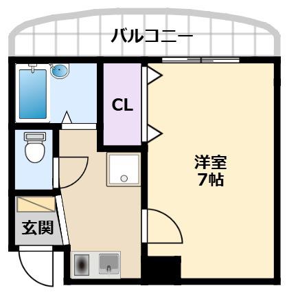 ルミエール甲子園(1K/2階)の間取り写真
