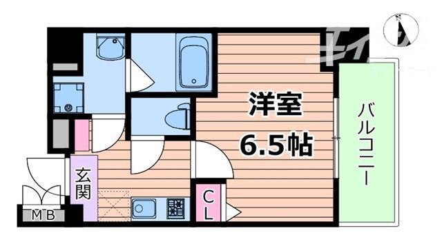 レグルス吹田元町(1K/2階)の間取り写真