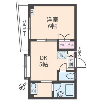 ハイツヤスハラ(1DK/4階)の間取り写真