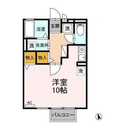 ラ・メールTAKASAGO A(ワンルーム/1階)の間取り写真