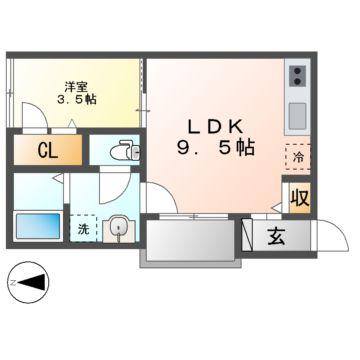 コレクション黒川(1LDK/3階)の間取り写真