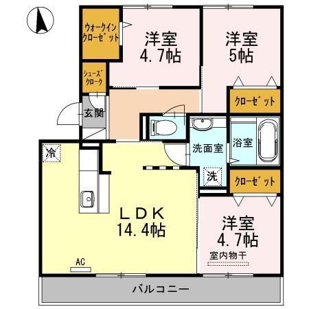 ピュアライト文京町(3LDK/2階)の間取り写真