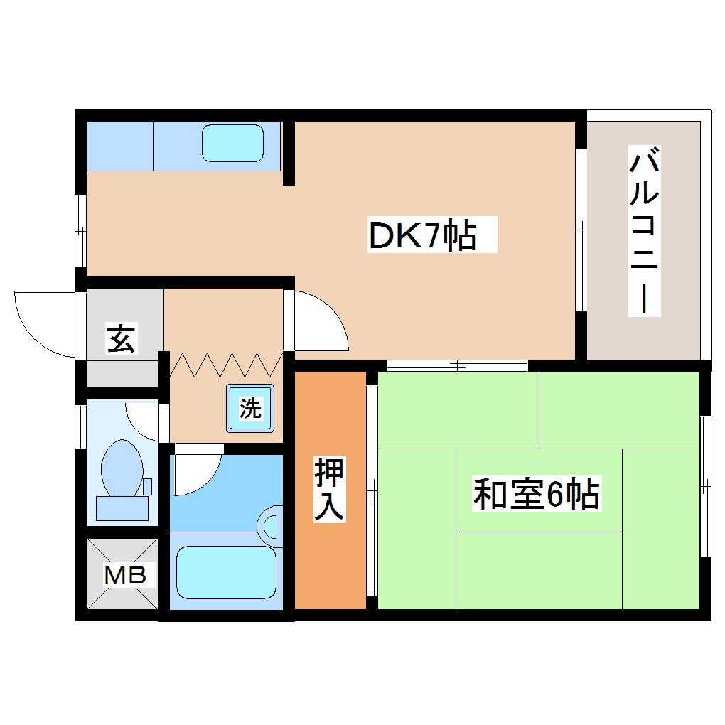 40PAL(1DK/2階)の間取り写真
