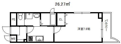 クラインハウス(1K/8階)の間取り写真