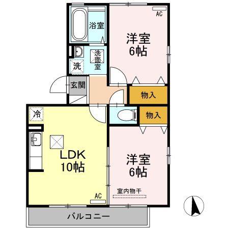 セントラル・メゾンA棟(2LDK/1階)の間取り写真