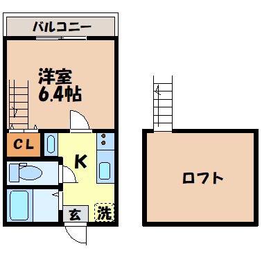 SIGNPOST西時津(1K/2階)の間取り写真