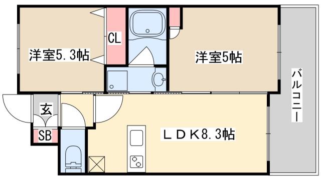 エステムプラザ神戸西Ⅳインフィニティ(2DK/7階)の間取り写真
