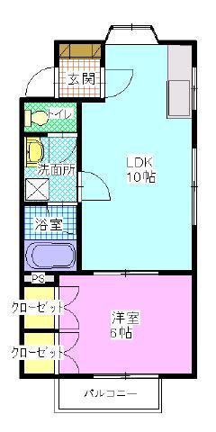 オレンジハウスB棟(1LDK/1階)の間取り写真