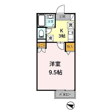 プレジール・クレスト(1K/1階)の間取り写真