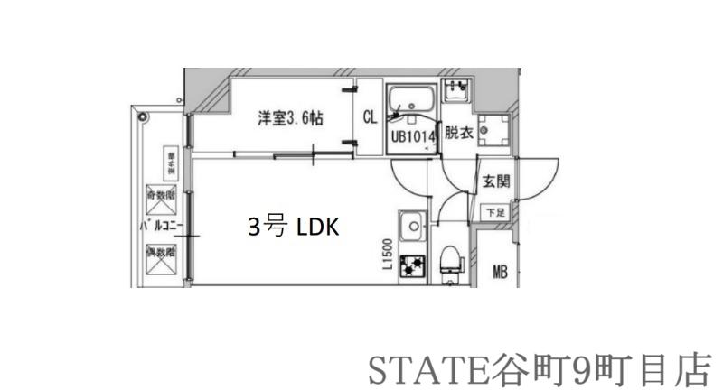 クローバー・レジデンス玉造(1LDK/10階)の間取り写真
