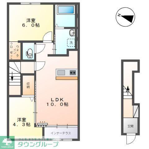 ブルースター(2LDK/2階)の間取り写真
