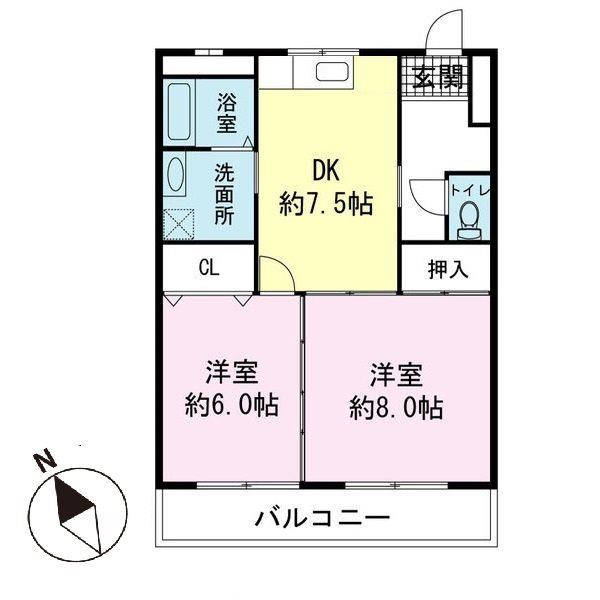 ロイヤルコート江藤(2DK/3階)の間取り写真
