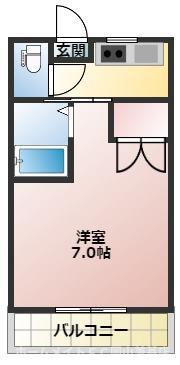 パークプレイス平井II(1K/2階)の間取り写真