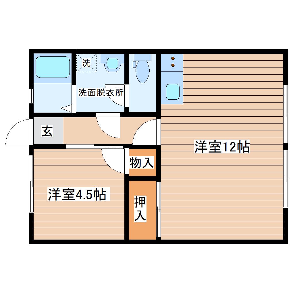 シティハイム 中田(1LDK/2階)の間取り写真