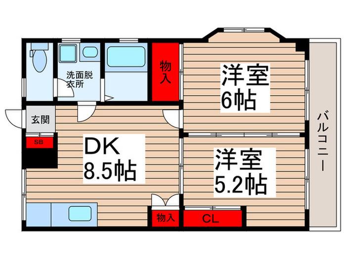 KSコート(2DK/2階)の間取り写真
