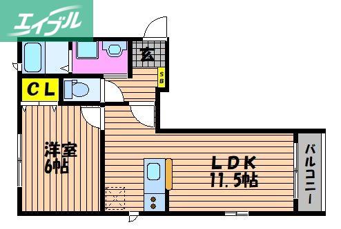フェリーク庭瀬 (1LDK/1階)の間取り写真