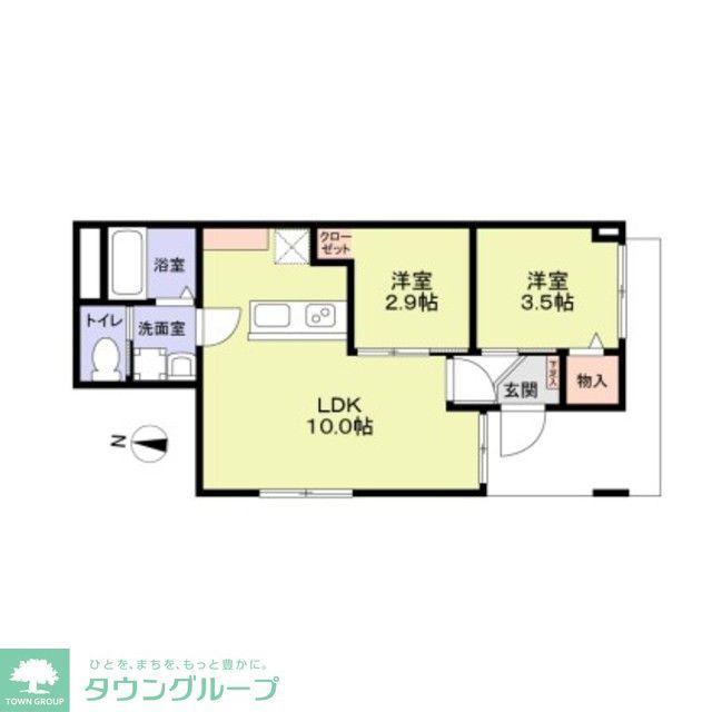 リザーブ北綾瀬(2LDK/1階)の間取り写真