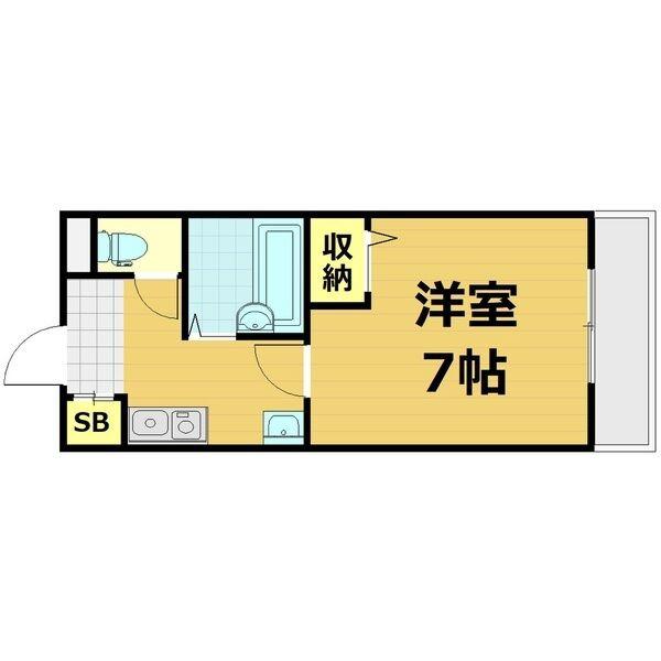 シャトレ豊津I(1K/4階)の間取り写真