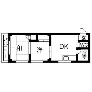カーサビアンカ(2DK/4階)の間取り写真