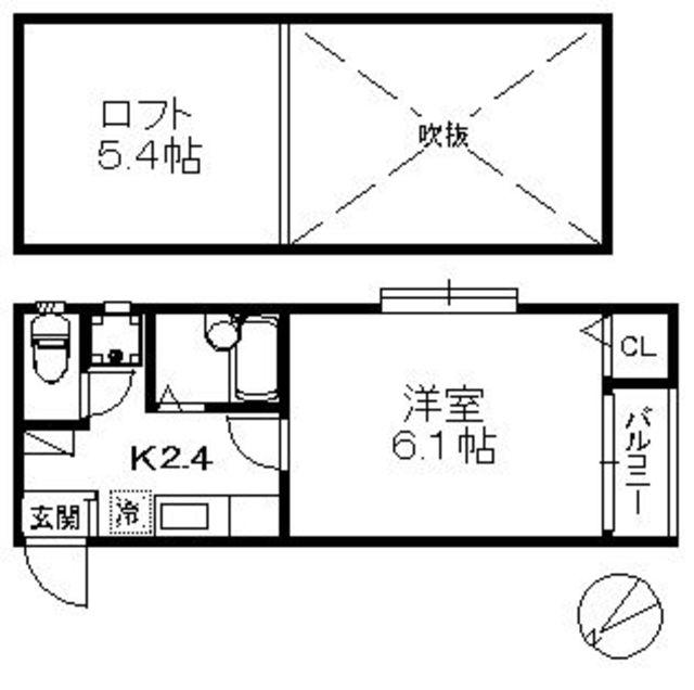 ポラリス愛宕II 69(1K/2階)の間取り写真