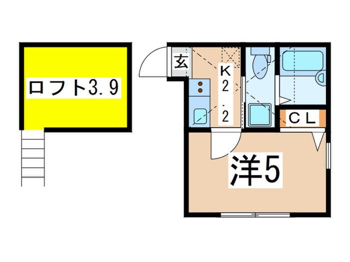 ビクトル山手(1K/1階)の間取り写真