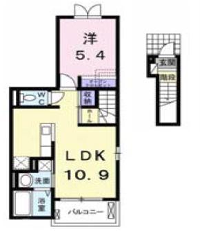アンジュール(1LDK/2階)の間取り写真