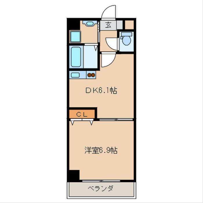 ハイネスト香椎参道(1DK/3階)の間取り写真