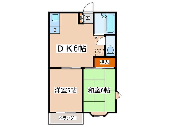グリーンヒルズ(2DK/1階)の間取り写真
