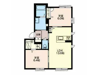 カーサ ブラーノ(2LDK/1階)の間取り写真