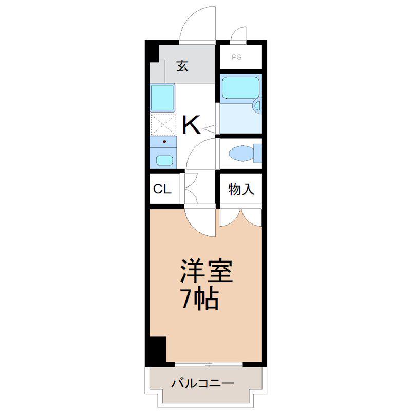 パレス三宝(1K/2階)の間取り写真