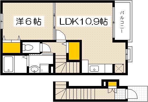 ベルフルール(1LDK/2階)の間取り写真
