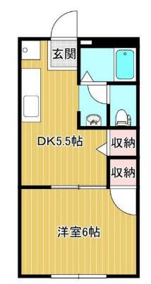 ラポール弐番館(1DK/2階)の間取り写真