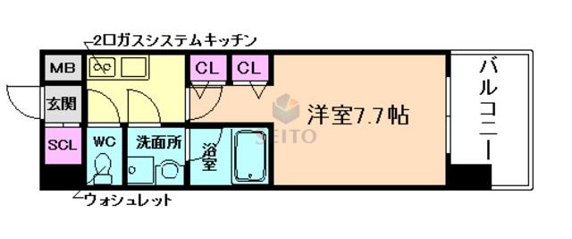 スプランディッド三国ファースト(1K/3階)の間取り写真