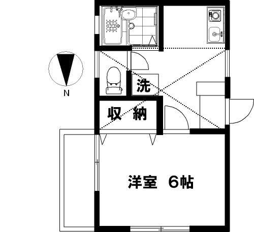 貸アパート 藤沢市本町4丁目(1K/2階)の間取り写真