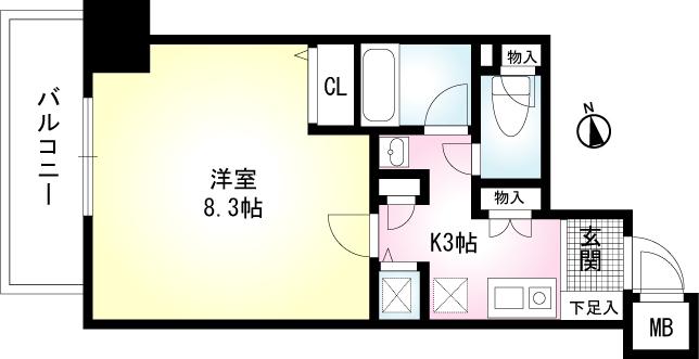 リバーサイド富岡(1K/5階)の間取り写真