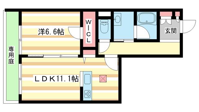 モノリスKG55(1LDK/1階)の間取り写真