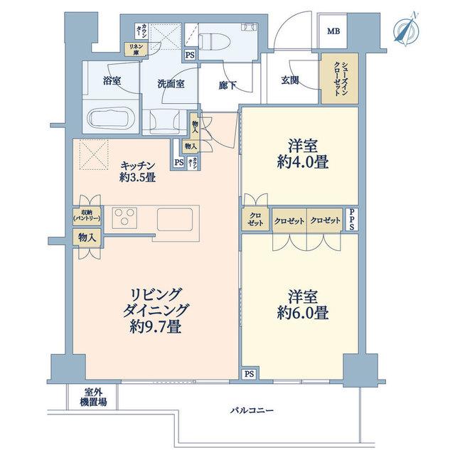 グランスイート三軒茶屋レジデンス(2LDK/2階)の間取り写真