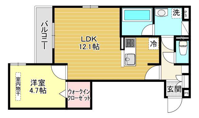 トリシア千躰(1LDK/3階)の間取り写真