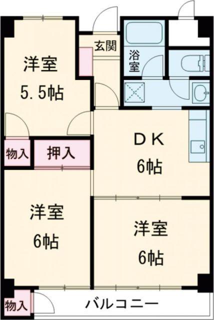 京栄ハイツ(3DK/3階)の間取り写真