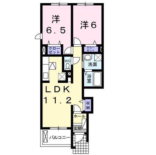 近鉄橿原線 橿原神宮前駅 徒歩8分 2階建 築18年(2LDK/1階)の間取り写真