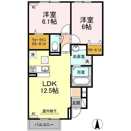 エステート はなみずき C棟(2LDK/1階)の間取り写真