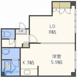 コーポ・オーホリ(1LDK/3階)の間取り写真