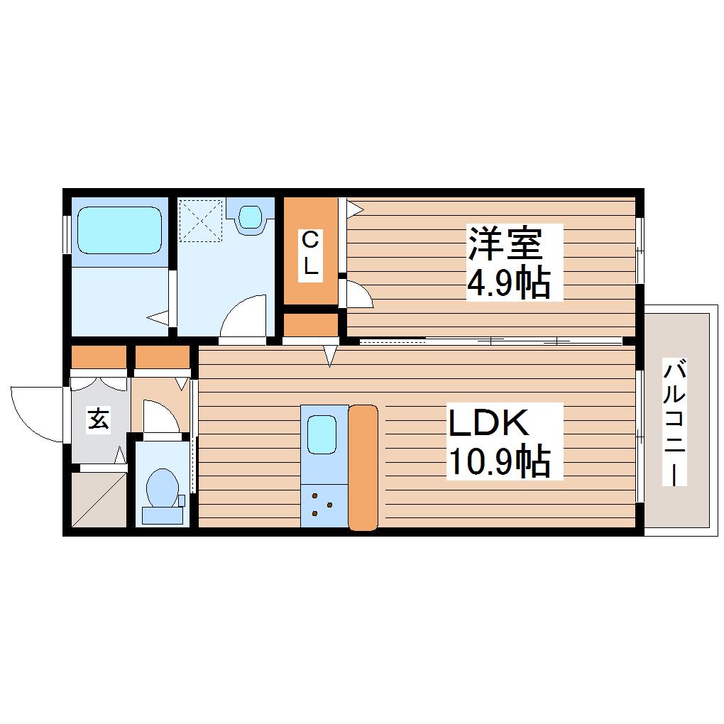 シャーメゾン一高南(1LDK/2階)の間取り写真