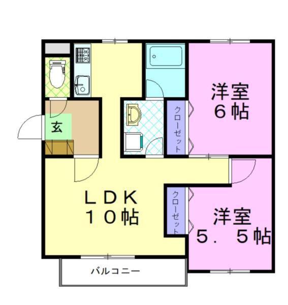 すずらんVI(2LDK/3階)の間取り写真