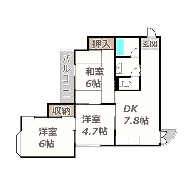 コーポ南野(3DK/3階)の間取り写真