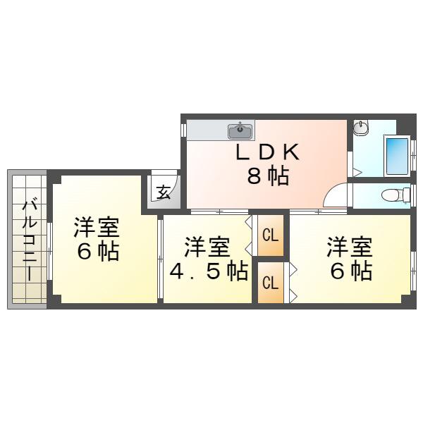 マンション清水(3DK/2階)の間取り写真